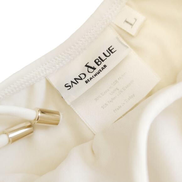 SAND & BLUE Cher mesh net plunge neck luxe one piece swimsuit in ecru Size L NEW - Picture 7 of 9